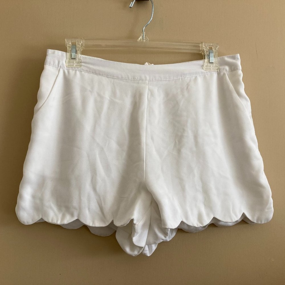 Soft White Scalloped Shorts